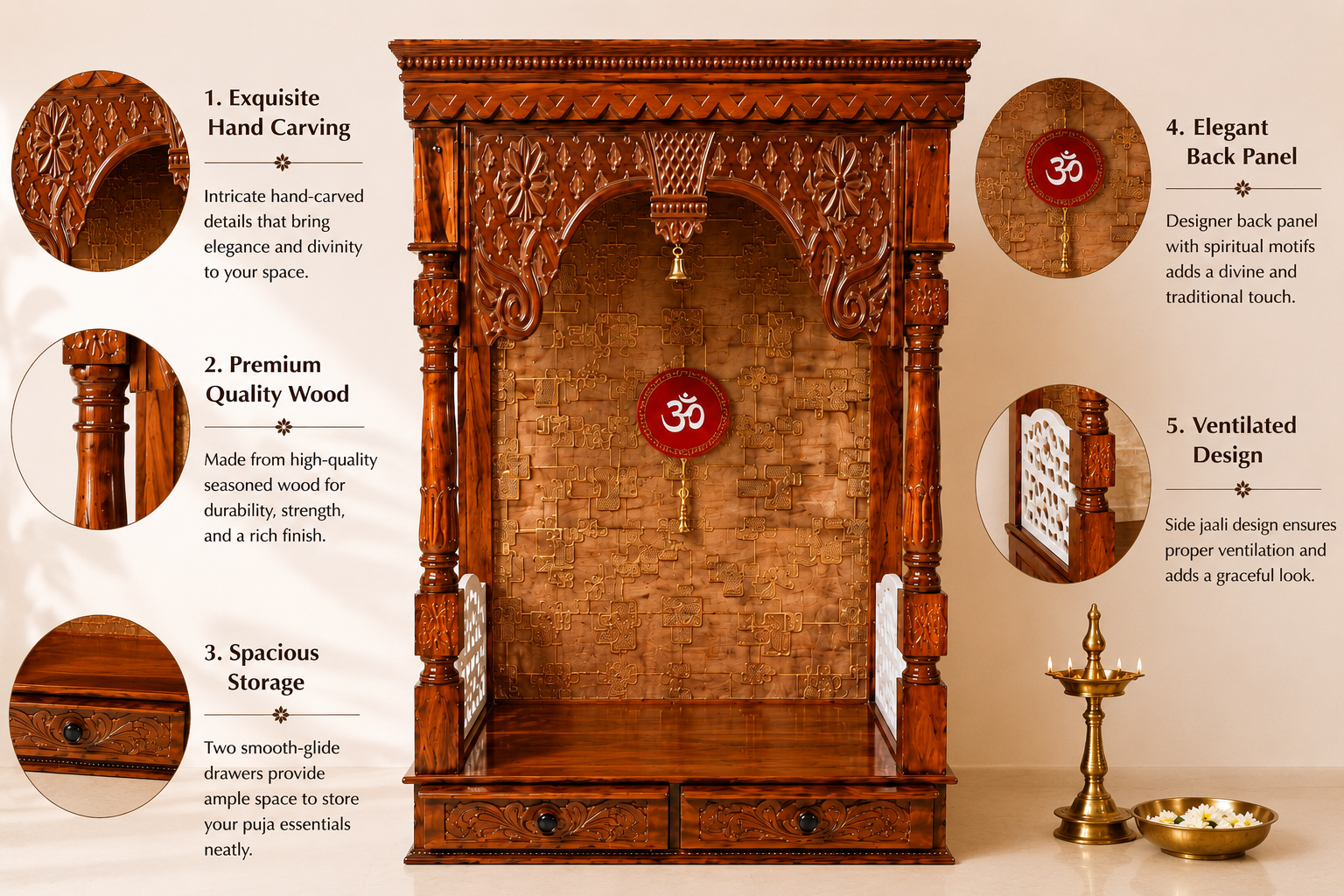 WOODEN DOMASTIC TEMPLE MODEL NO: 6170