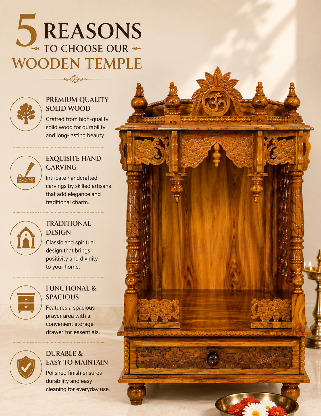 WOODEN DOMASTIC TEMPLE MODEL NO : 5155