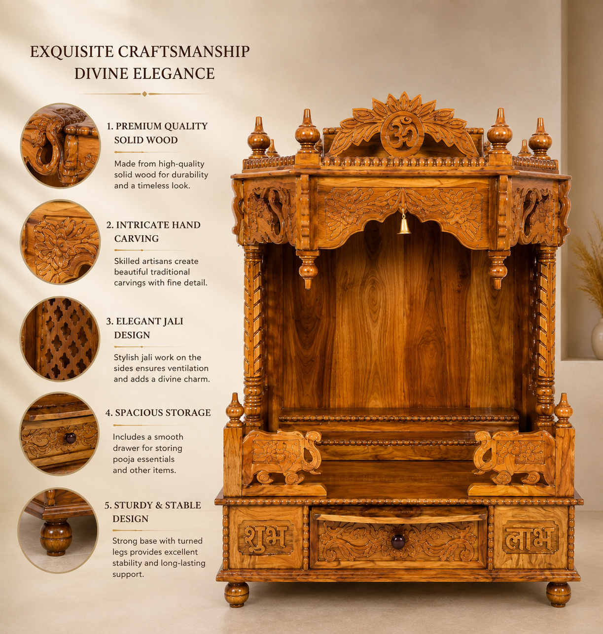 WOODEN DOMASTIC TEMPLE MODEL NO: 5156