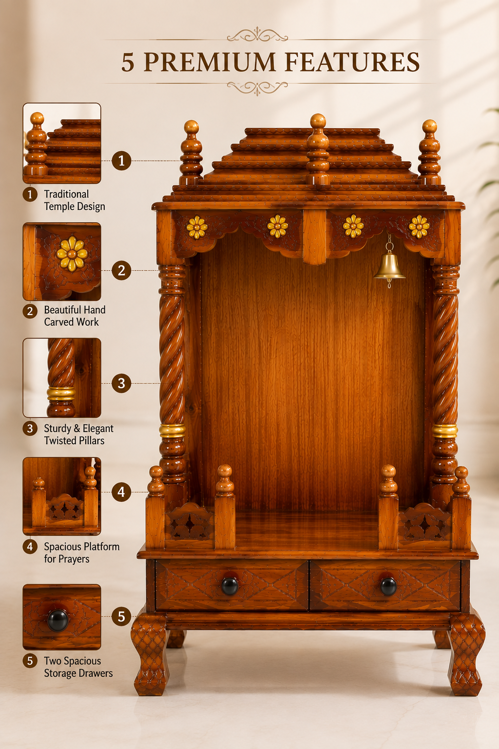 WOODEN DOMASTIC TEMPLE MODEL NO: 5153