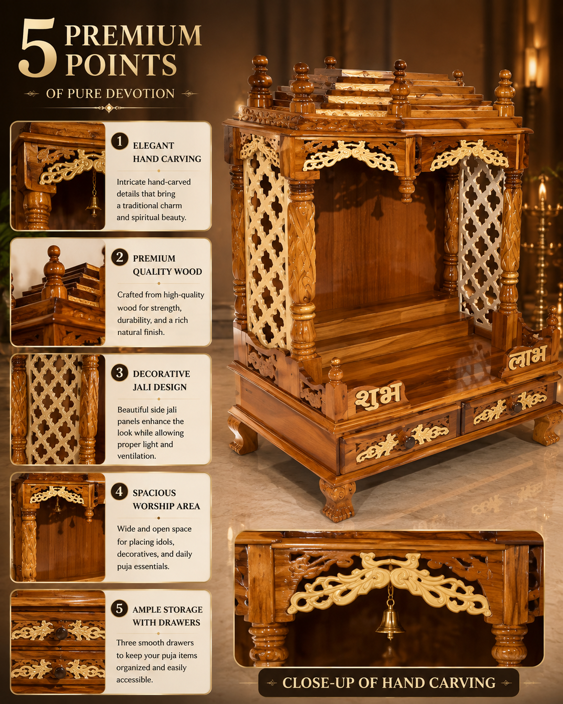 WOODEN DOMASTIC TEMPLE MODEL NO: 7154