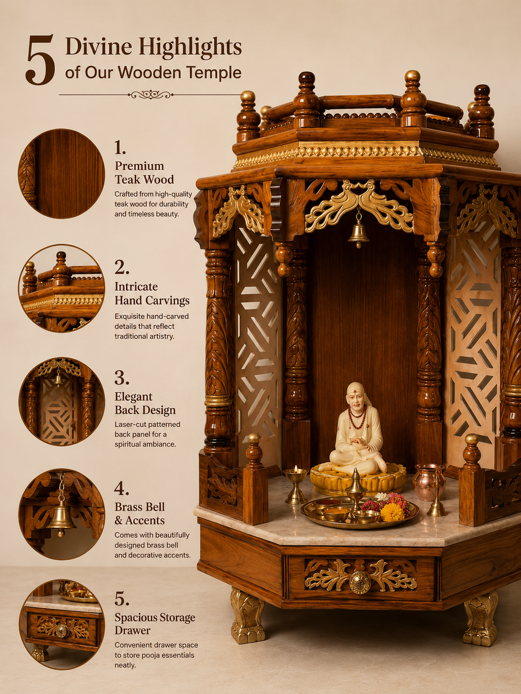 WOODEN DOMASTIC TEMPLE MODEL NO. 7116
