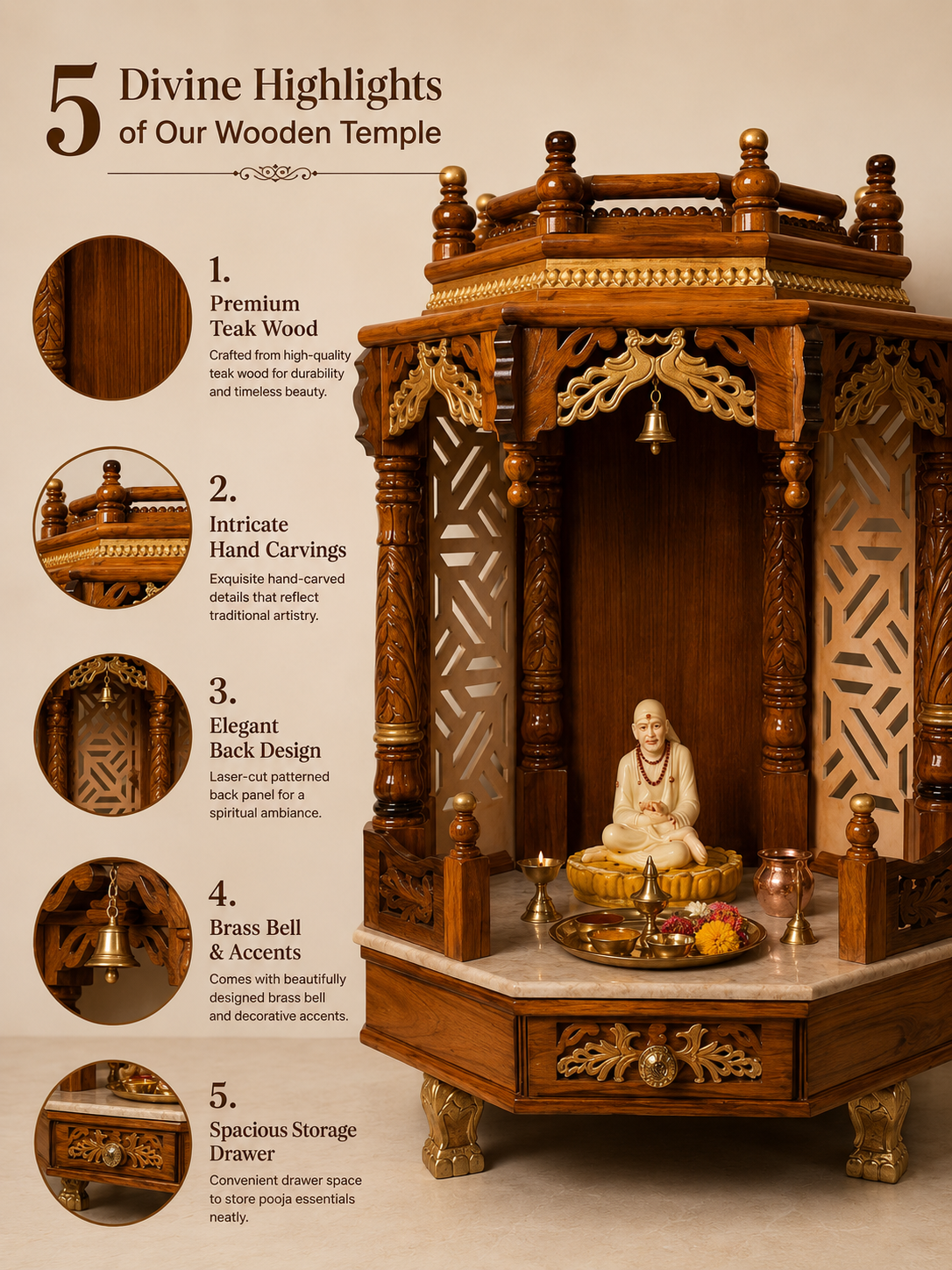WOODEN DOMASTIC TEMPLE MODEL NO. 7116