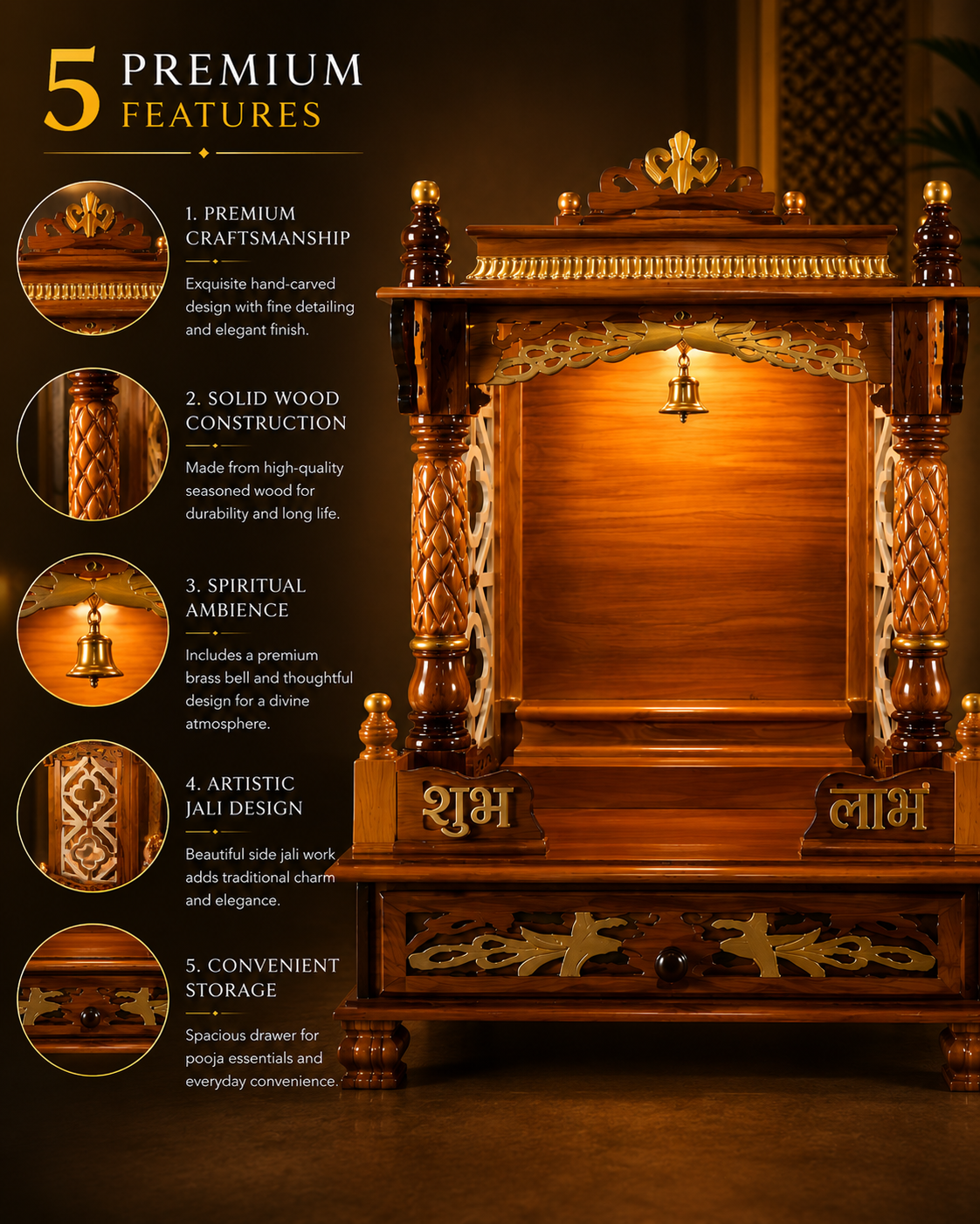 WOODEN DOMASTIC TEMPLE MODEL NO: 7104