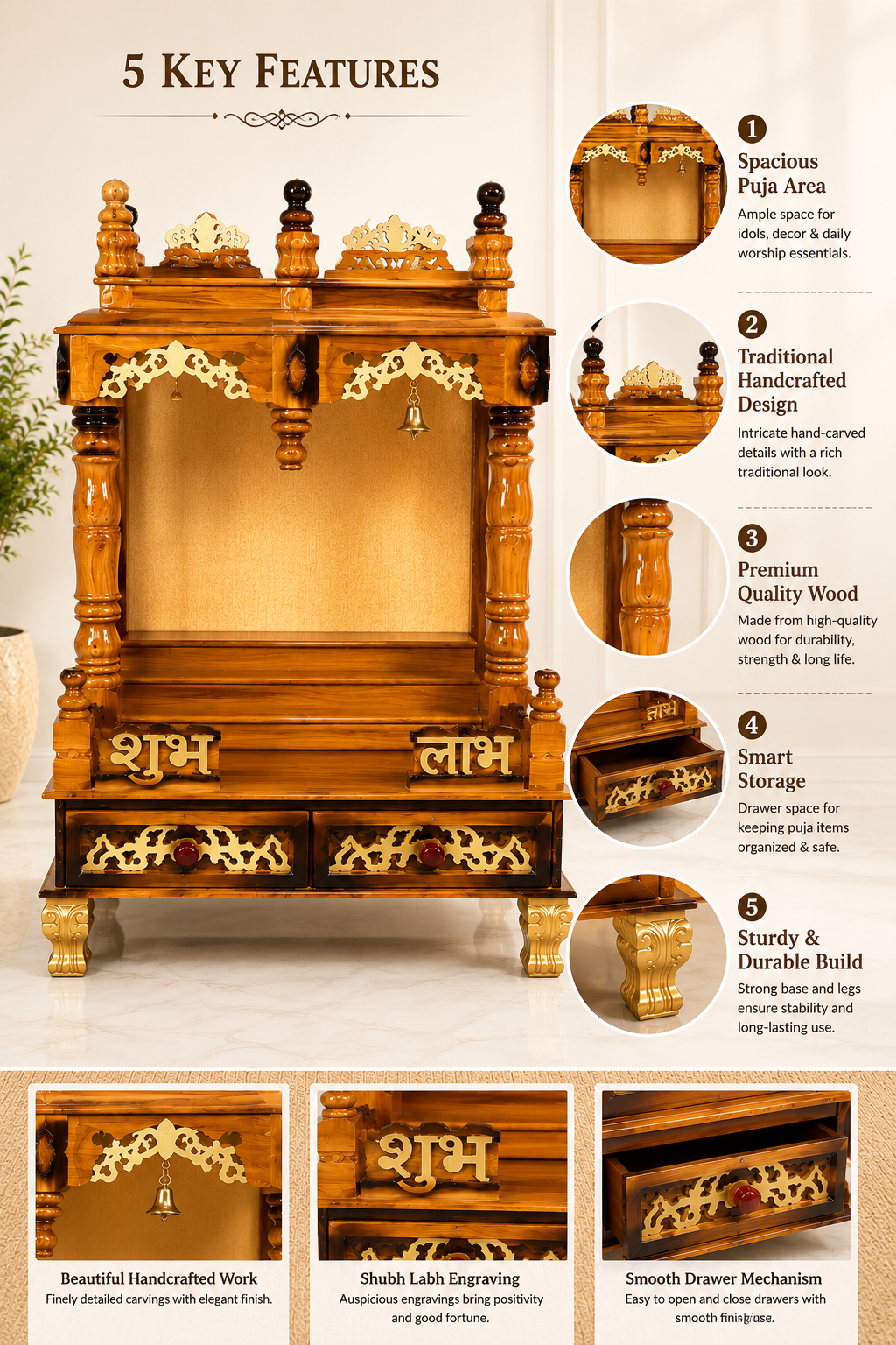 WOODEN DOMASTIC TEMPLE MODEL 7107