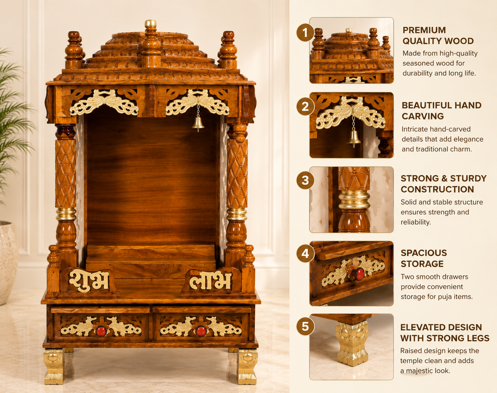 WOODEN DOMASTIC TEMPLE MODEL NO : 7153