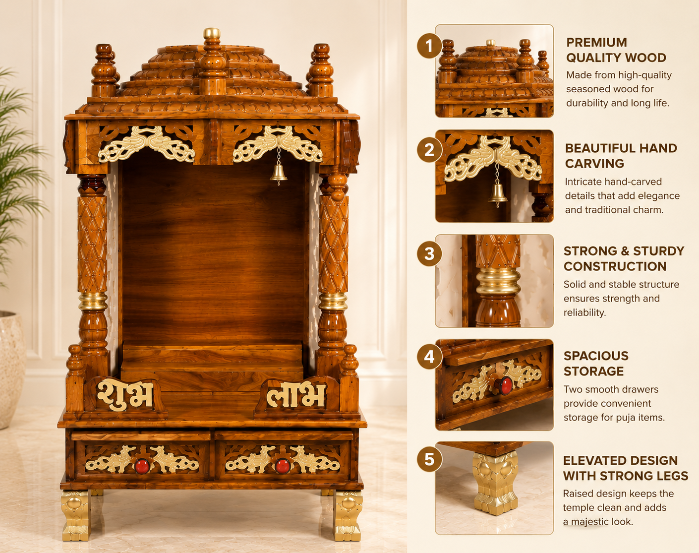 WOODEN DOMASTIC TEMPLE MODEL NO : 7153